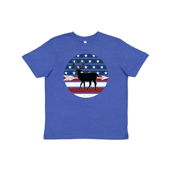 Inktastic Deer Bow Hunting USA Flag Youth T-Shirt