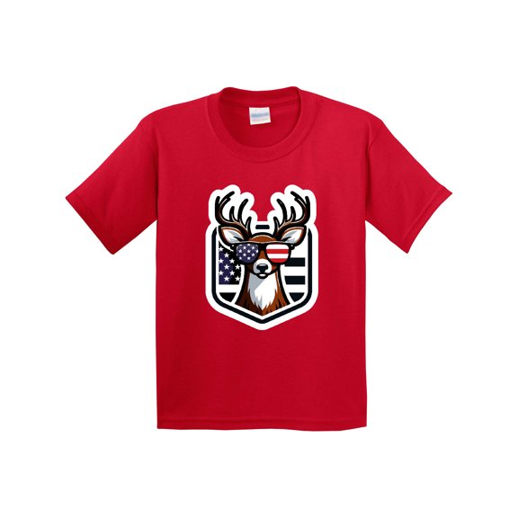 Inktastic Deer Bowhunting Us Flag Patriotic Youth T-Shirt