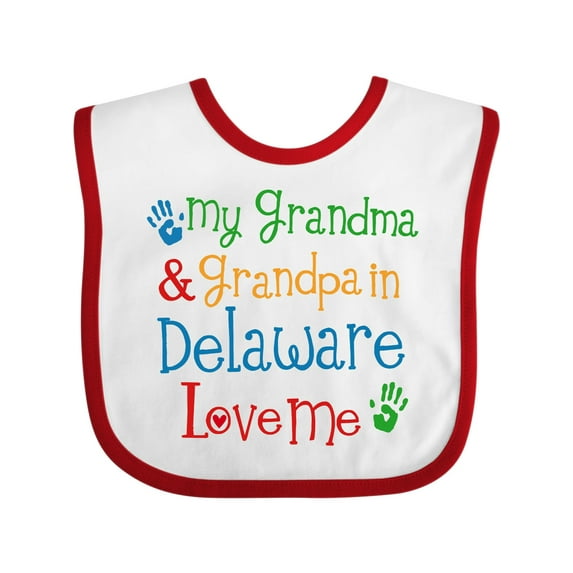 Inktastic Delaware Grandma Grandpa Love Me Boys or Girls Baby Bib