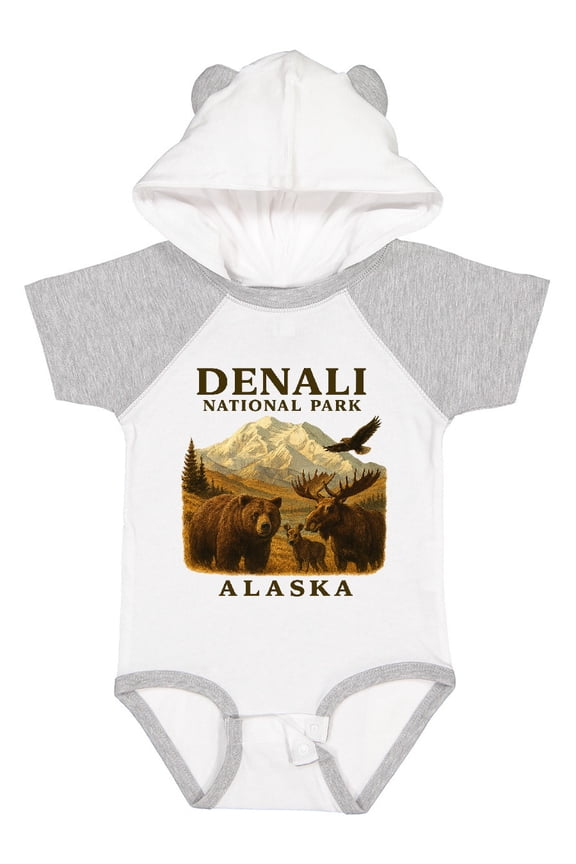 Denali National Park Alaska Wildlife Scene Boys or Girls Baby Bodysuit