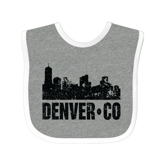 Inktastic Denver Colorado Skyline Grunge Boys or Girls Baby Bib