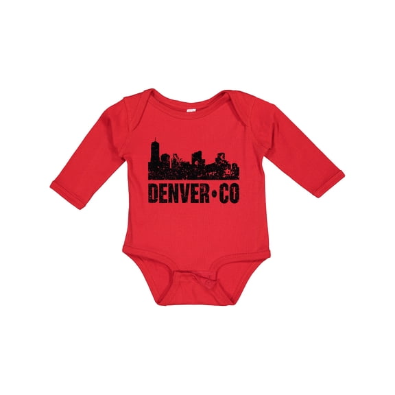 Inktastic Denver Colorado Skyline Grunge Boys or Girls Long Sleeve Baby Bodysuit