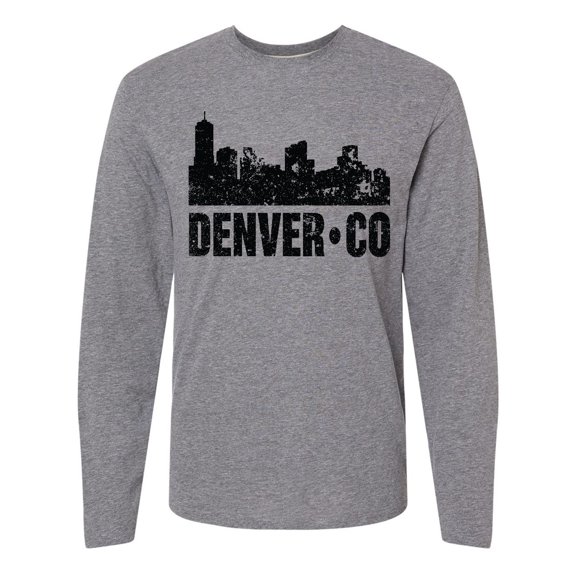 Inktastic Denver Colorado Skyline Grunge Long Sleeve T-Shirt