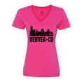 thumbnail image 1 of Inktastic Denver Colorado Skyline Grunge Women's V-Neck T-Shirt, 1 of 5