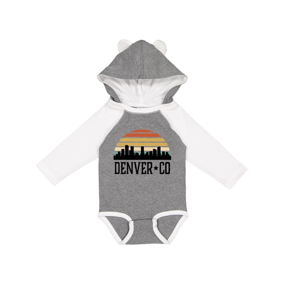 Inktastic Denver Colorado Skyline Vintage Boys or Girls Long Sleeve Baby Bodysuit