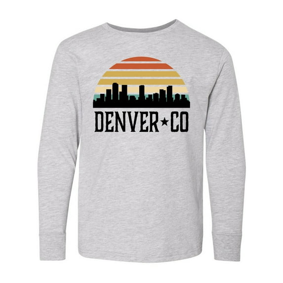 Inktastic Denver Colorado Skyline Vintage Long Sleeve Youth T-Shirt