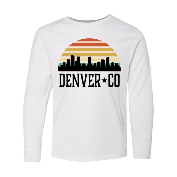 Inktastic Denver Colorado Skyline Vintage Long Sleeve Youth T-Shirt