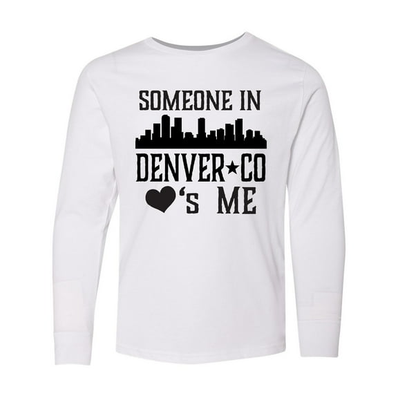 Inktastic Denver Colorado Someone Loves Me Skyline Long Sleeve Youth T-Shirt