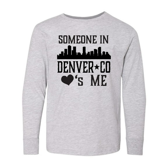 Inktastic Denver Colorado Someone Loves Me Skyline Long Sleeve Youth T-Shirt