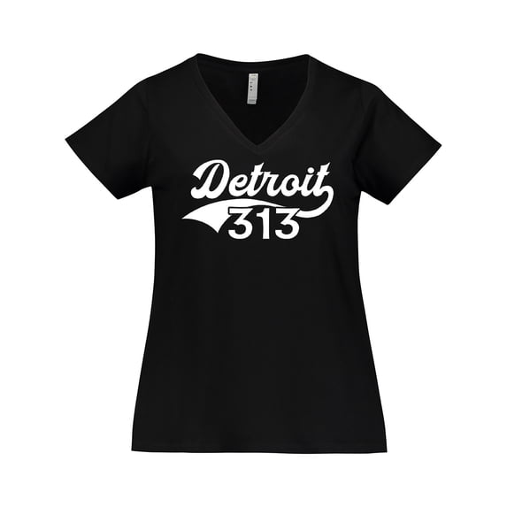 Inktastic Detroit 313 Women's Plus Size V-Neck T-Shirt