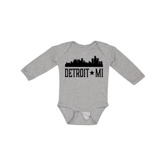 Inktastic Detroit Michigan City Skyline Boys or Girls Long Sleeve Baby Bodysuit