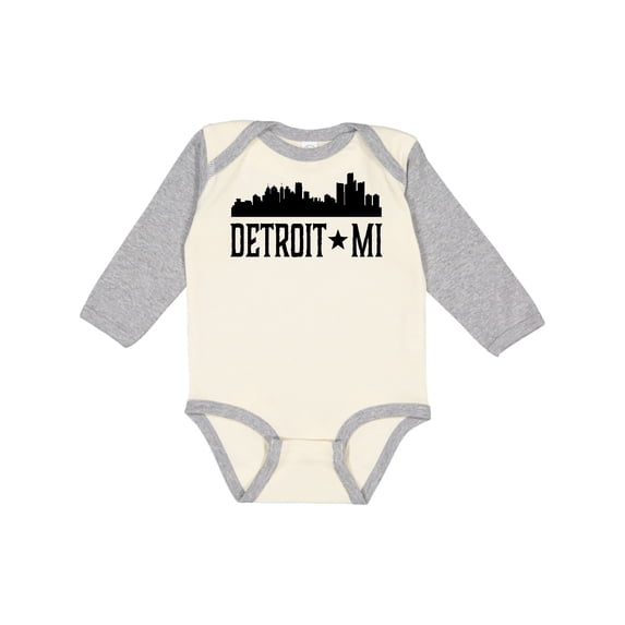 Inktastic Detroit Michigan City Skyline Boys or Girls Long Sleeve Baby Bodysuit