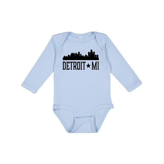 Inktastic Detroit Michigan City Skyline Boys or Girls Long Sleeve Baby Bodysuit