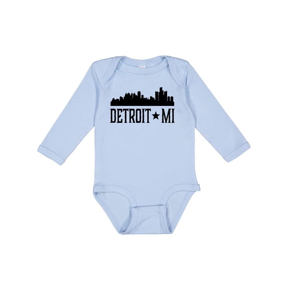 Inktastic Detroit Michigan City Skyline Boys or Girls Long Sleeve Baby Bodysuit