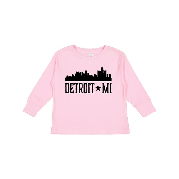 Inktastic Detroit Michigan City Skyline Boys or Girls Long Sleeve Toddler T-Shirt