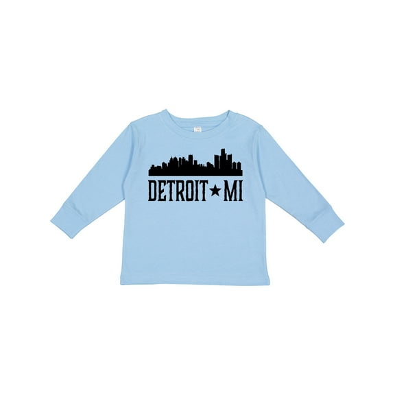 Inktastic Detroit Michigan City Skyline Boys or Girls Long Sleeve Toddler T-Shirt