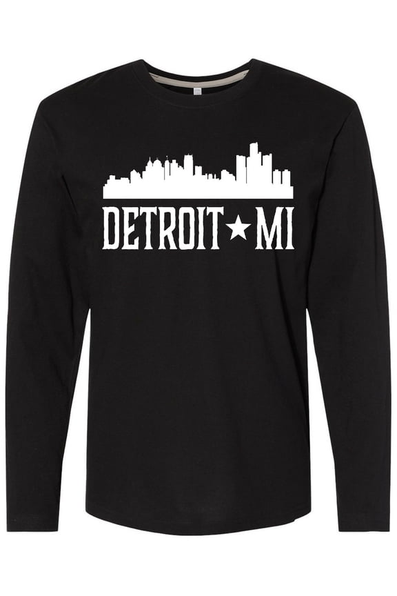 Detroit Michigan Skyline MI Cities Long Sleeve T-Shirt