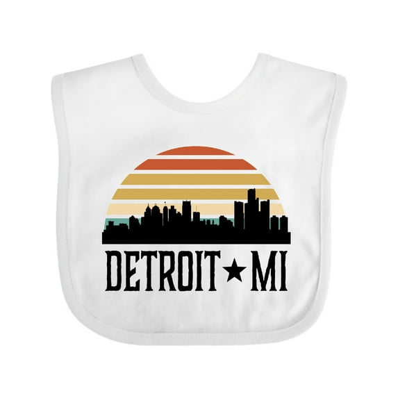 Inktastic Detroit Michigan Skyline Retro Boys or Girls Baby Bib