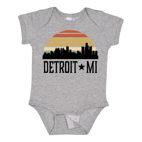 Inktastic Detroit Michigan Skyline Retro Boys or Girls Baby Bodysuit