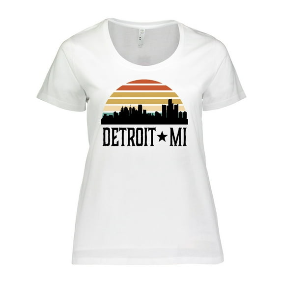 Inktastic Detroit Michigan Skyline Retro Women's Plus Size T-Shirt