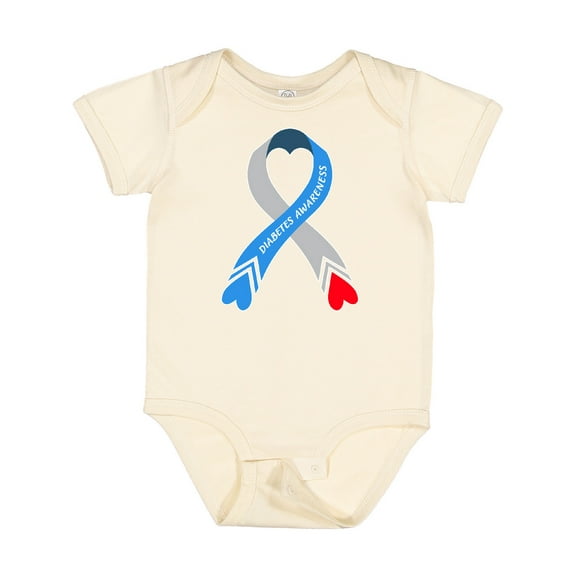 Inktastic Diabetes Awareness Blue and Gray Heart Ribbon Boys or Girls Baby Bodysuit