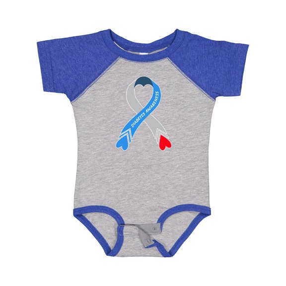 Inktastic Diabetes Awareness Blue and Gray Heart Ribbon Boys or Girls Baby Bodysuit