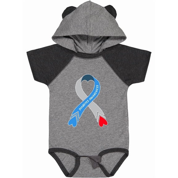 Inktastic Diabetes Awareness Blue and Gray Heart Ribbon Boys or Girls Baby Bodysuit
