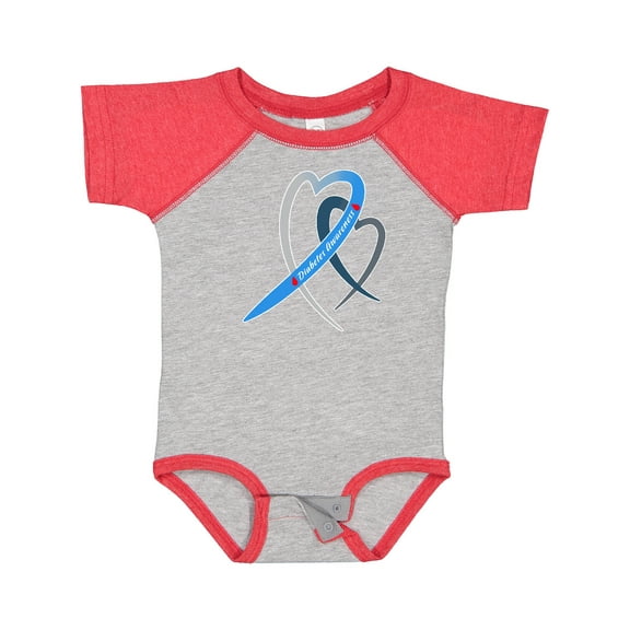 Inktastic Diabetes Awareness Blue and Gray Heart Ribbon Boys or Girls Baby Bodysuit