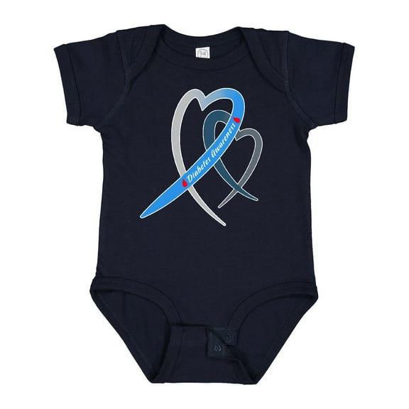 Inktastic Diabetes Awareness Blue and Gray Heart Ribbon Boys or Girls Baby Bodysuit