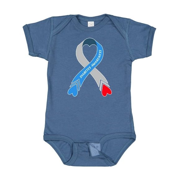Inktastic Diabetes Awareness Blue and Gray Heart Ribbon Boys or Girls Baby Bodysuit