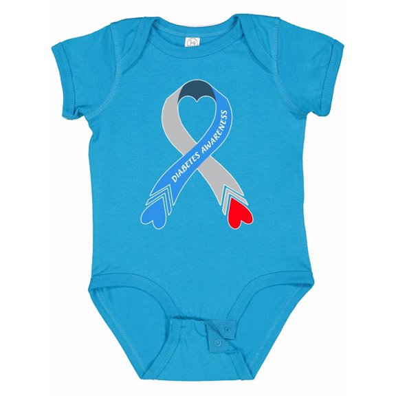 Inktastic Diabetes Awareness Blue and Gray Heart Ribbon Boys or Girls Baby Bodysuit