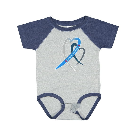 Inktastic Diabetes Awareness Blue and Gray Heart Ribbon Boys or Girls Baby Bodysuit