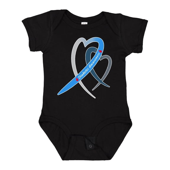 Inktastic Diabetes Awareness Blue and Gray Heart Ribbon Boys or Girls Baby Bodysuit