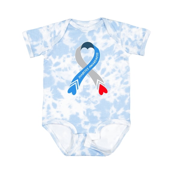 Inktastic Diabetes Awareness Blue and Gray Heart Ribbon Boys or Girls Baby Bodysuit