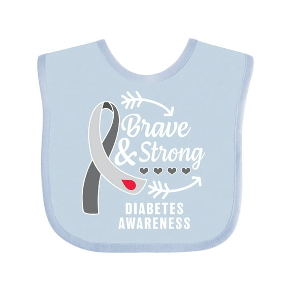 Inktastic Diabetes Awareness Brave and Strong Boys or Girls Baby Bib