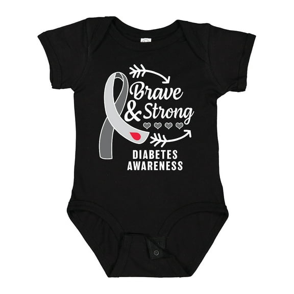 Inktastic Diabetes Awareness Brave and Strong Boys or Girls Baby Bodysuit