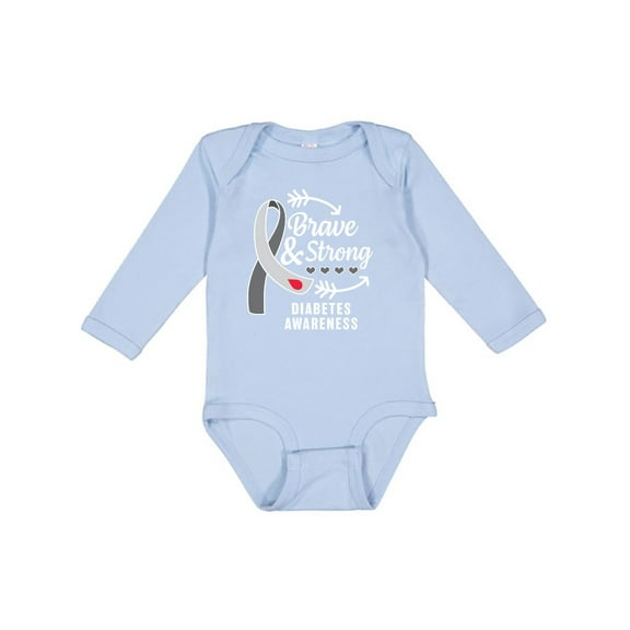 Inktastic Diabetes Awareness Brave and Strong Boys or Girls Long Sleeve Baby Bodysuit
