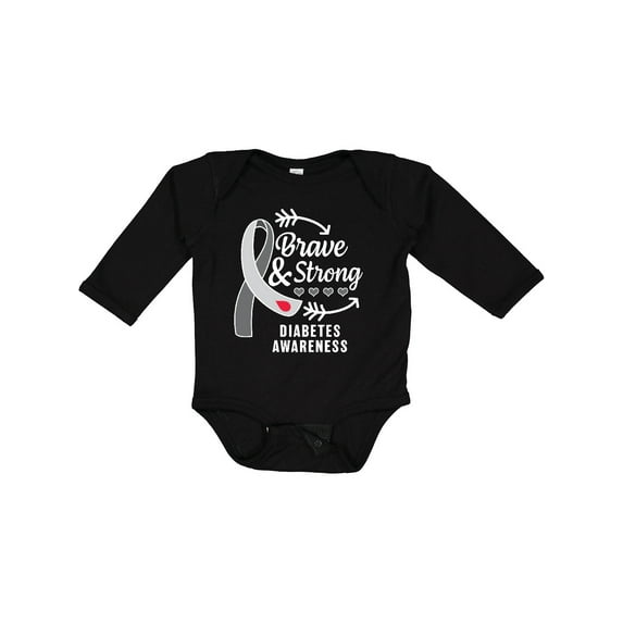 Inktastic Diabetes Awareness Brave and Strong Boys or Girls Long Sleeve Baby Bodysuit