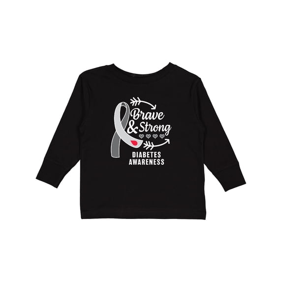 Inktastic Diabetes Awareness Brave and Strong Boys or Girls Long Sleeve Toddler T-Shirt