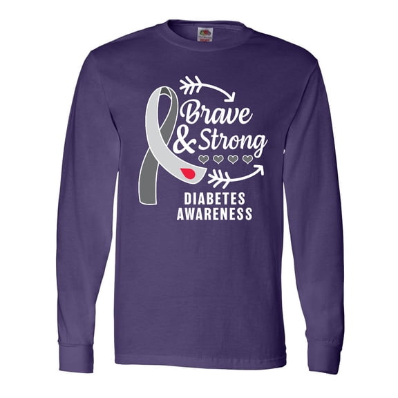 Inktastic Diabetes Awareness Brave and Strong Long Sleeve T-Shirt