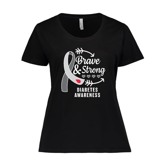 Inktastic Diabetes Awareness Brave and Strong Women's Plus Size T-Shirt