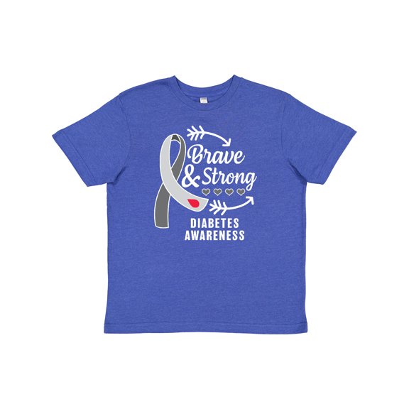 Inktastic Diabetes Awareness Brave and Strong Youth T-Shirt