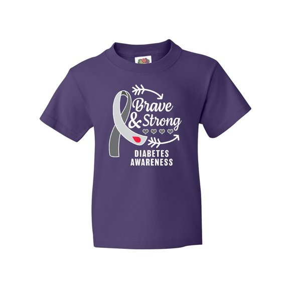 Inktastic Diabetes Awareness Brave and Strong Youth T-Shirt