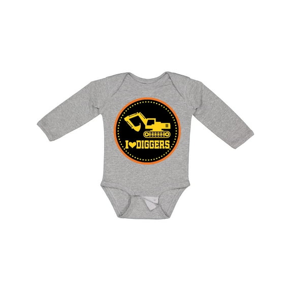 Inktastic Digger Construction Truck boys Boys Long Sleeve Baby Bodysuit