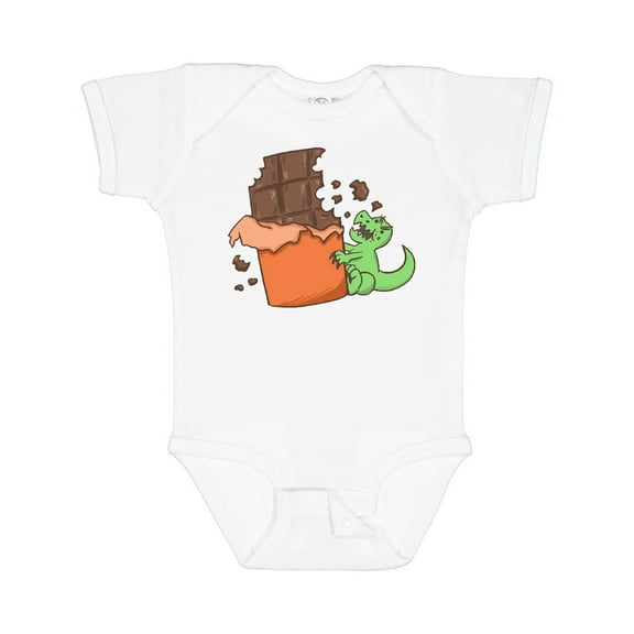 Inktastic Dino With Chocolate Bar Boys or Girls Baby Bodysuit