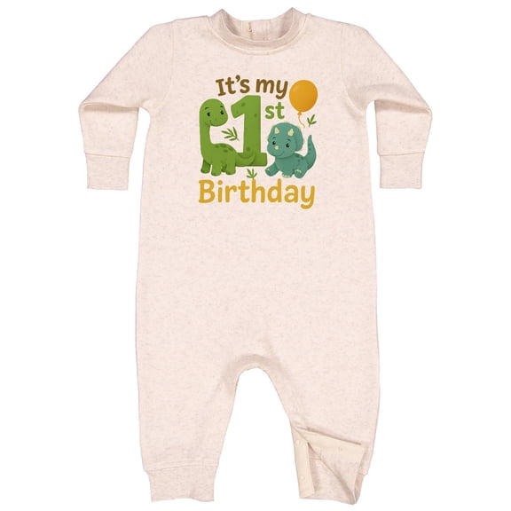 Inktastic Dinosaur 1st Birthday Cute Dino Theme Baby Fleece Romper