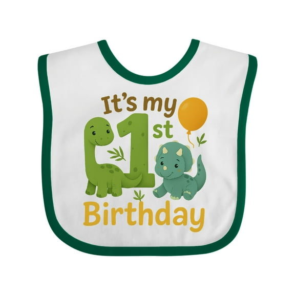Inktastic Dinosaur 1st Birthday Cute Dino Theme Boys or Girls Baby Bib