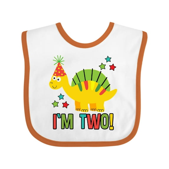 Inktastic Dinosaur 2nd Birthday 2 Year Old Party Boys or Girls Baby Bib