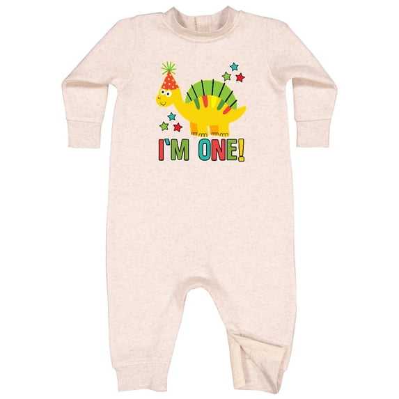 Inktastic Dinosaur First Birthday 1 Year Old Baby Fleece Romper