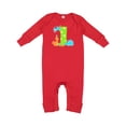 thumbnail image 1 of Inktastic Dinosaur First Birthday Party Baby Romper Coveralls, 1 of 4